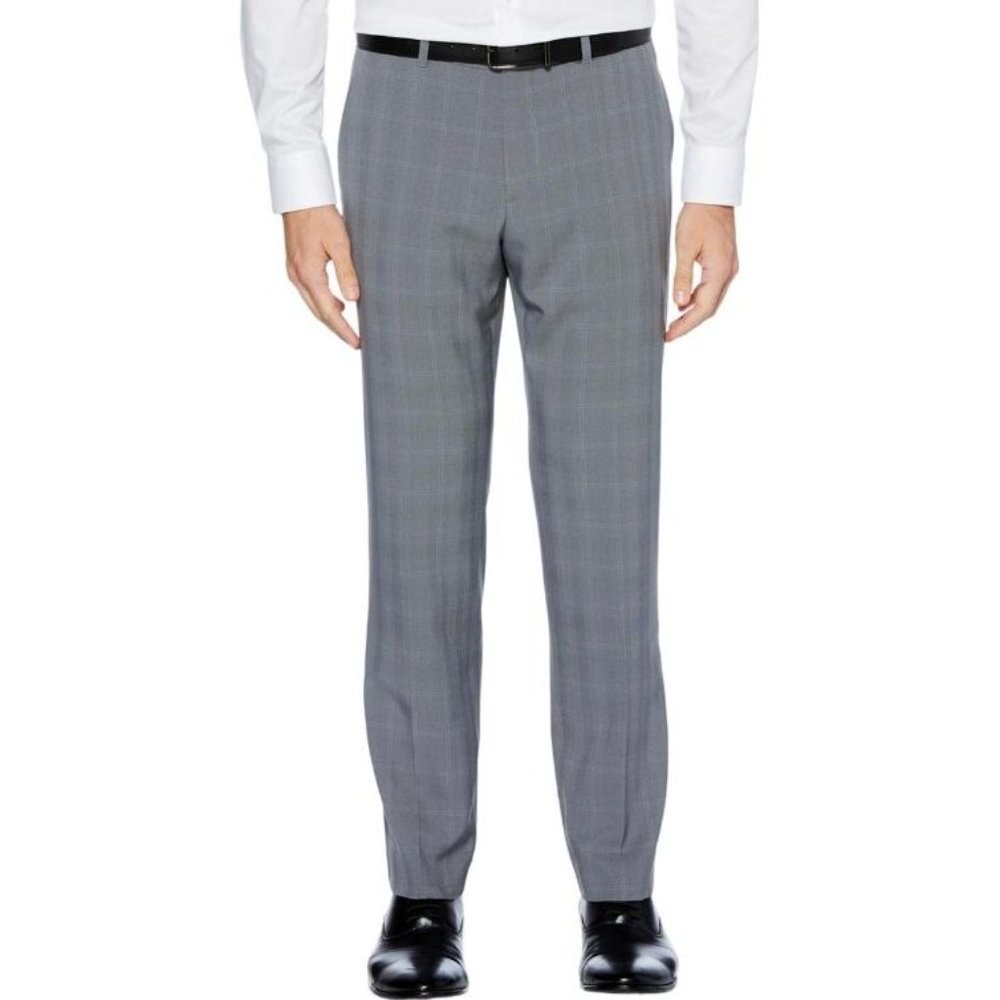 NWT Perry Ellis Gray Modern Fit Plaid Pants